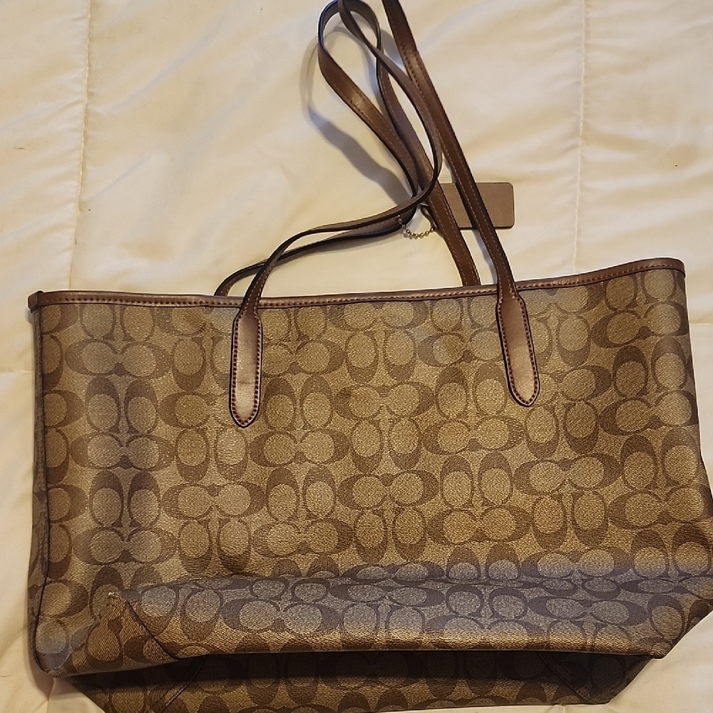 Coach Tan and Brown Signature Tote - Picture 2 of 5